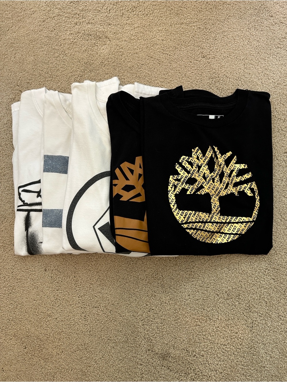 Timberland Kids Black Tee with Gold Tree Logo